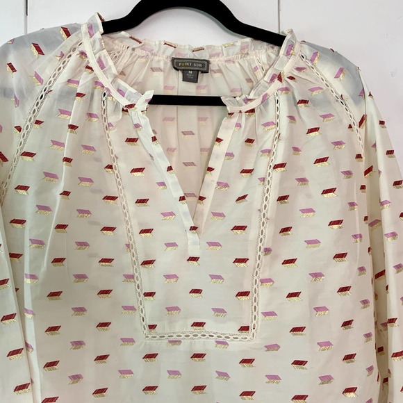 White Metallic Point Sur Top Size M - Picture 3 of 7